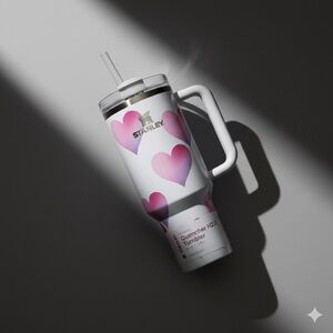 NWT Stanley Target Exclusive 40oz Quencher H2.0 Sweet Hearts White Pink Tumbler